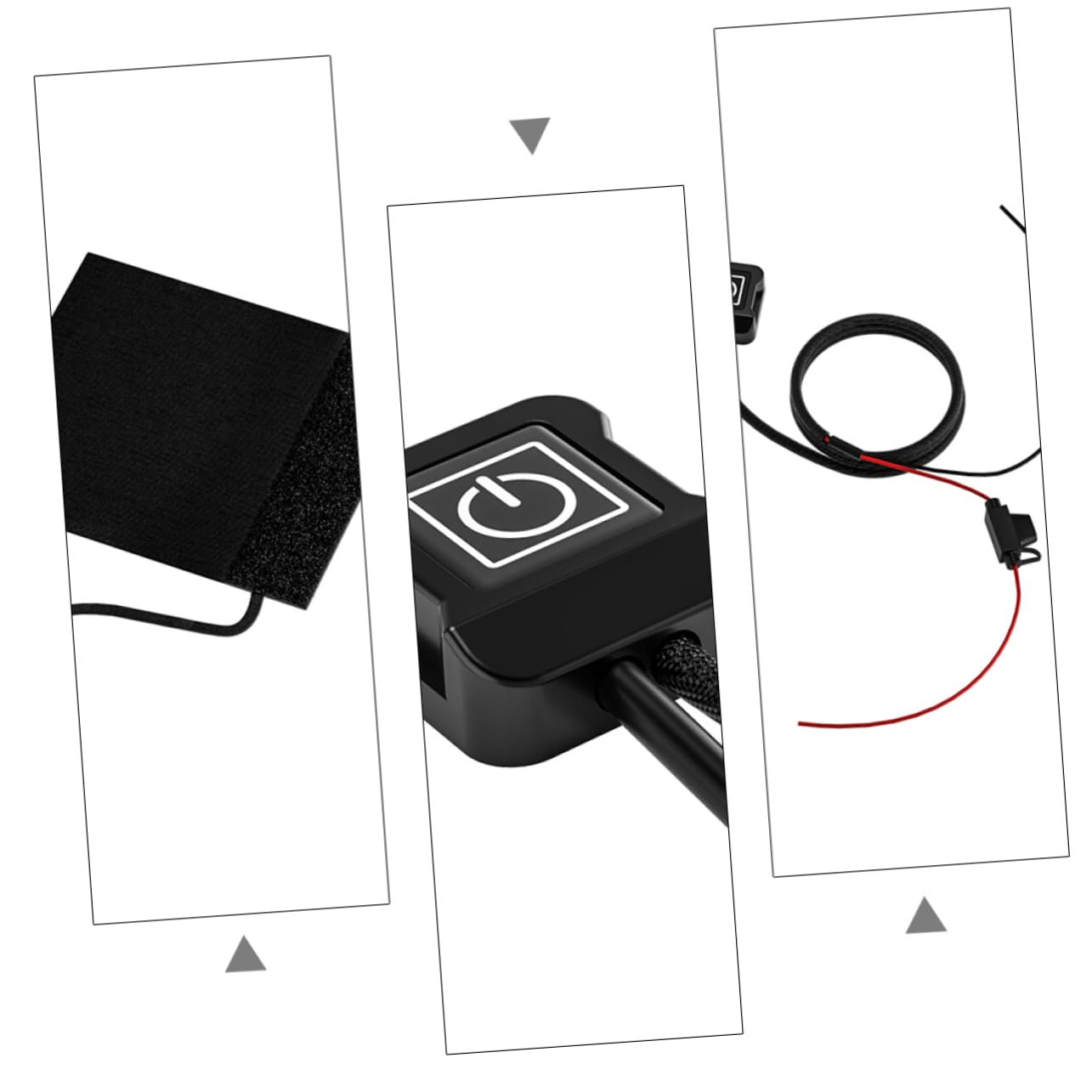 CALLARON Poignée Chauffante pour Moto 12v, Coussin Chauffant Adhésif Grips, Noir, Fils de Connexion, Garde les Mains au Chaud
