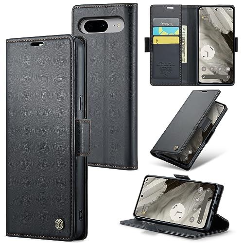 Rerzoiro for Google Pixel 8 Case Premium PU Leather Wallet Case Flip Cover with [RFID Blocking][Card Holder][Stand Function] Shockproof Protective for Google 8 Black