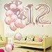 ZSNWGZ Sweet 12th Birthday Decorations Party Supplies,Rose Gold Number 12 Balloons,12th Foil Mylar Balloons Latex Balloon Decoration,Great 12th Birthday for Girls,Women,Men,Photo Props