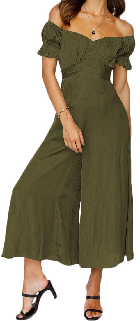 YINGKE Mujer Casual Mono Pantalones Largos Manga Corta Mameluco Elegante Vestido de Ceremonia Cóctel Fiesta Holgados