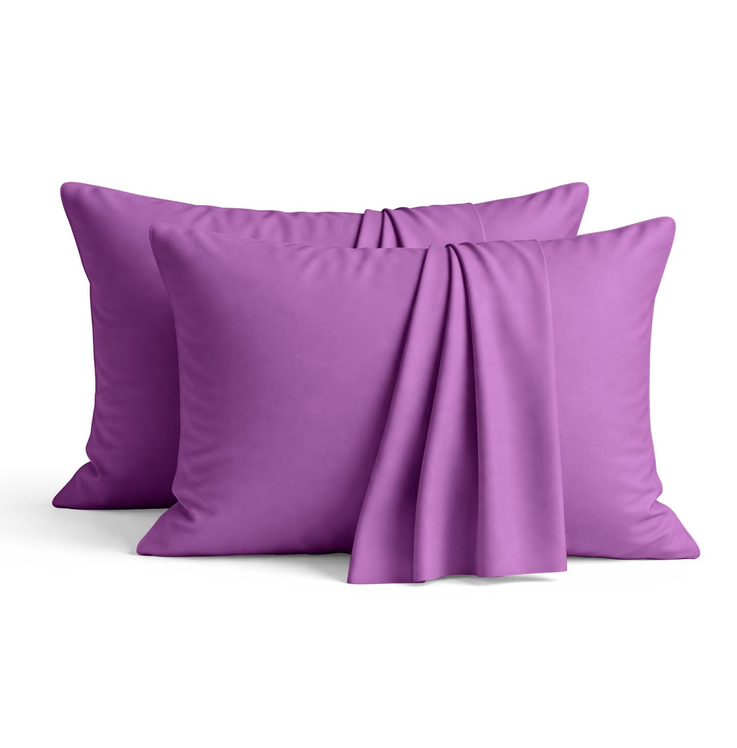 Ameha Purple 100% Brushed Microfiber Pillow Cases 2 Pack (Pillows Not Included), Super Soft Standard Pillow Cases | Hotel Quality Pillow Covers, 50X75 Cm,