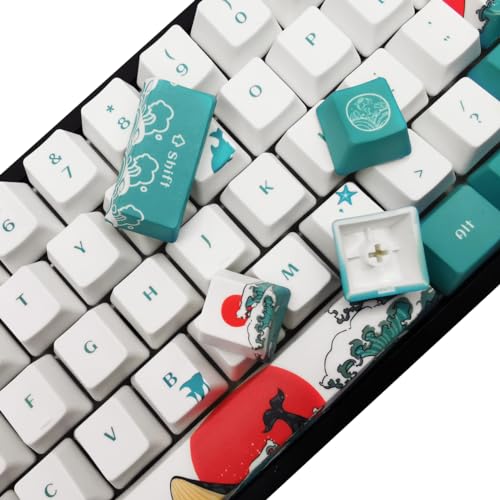 Image of SDYZ Custom Keycaps 60 Percent - 71 Key Set OEM Profile PBT for GK61 /GK64 /RK61 /Anne /GH60 /ALT61 Mechanical Keyboards (Coral Sea)