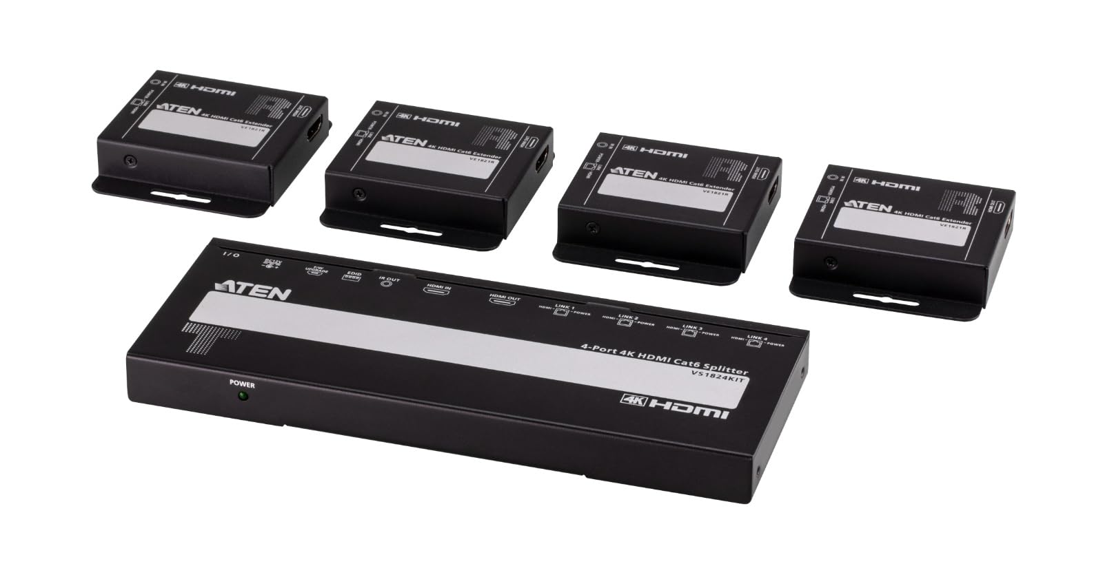 ATEN VS1824KIT 4-Port 4K HDMI Cat6 Splitter mit 4 Empfänger