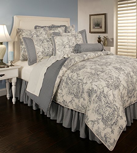 Sherry Kline Country Toile 6-Piece Comforter Set, Queen, Baby Blue