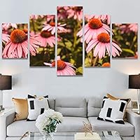 SIGNWIN 5 Panel Canvas Wall Art Pink Petals for Home Decorations Ready to Hang - 60