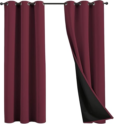 JSFLY Cortinas opacas 100 % de longitud para dormitorio, con aislamiento térmico de reducción de ruido, cortinas de ventana para oscurecer la