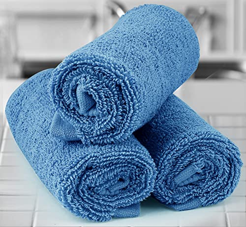 Utopia Towels [12 Pack Premium Wash Cloths Set (12 X 12 Inches) 100% Cotton Ring Spun, Highly Absorbent And Soft Feel Essential Washcloths For Bathroom, Spa, Gym, And Face Towel (Electric Blue) #TOP3