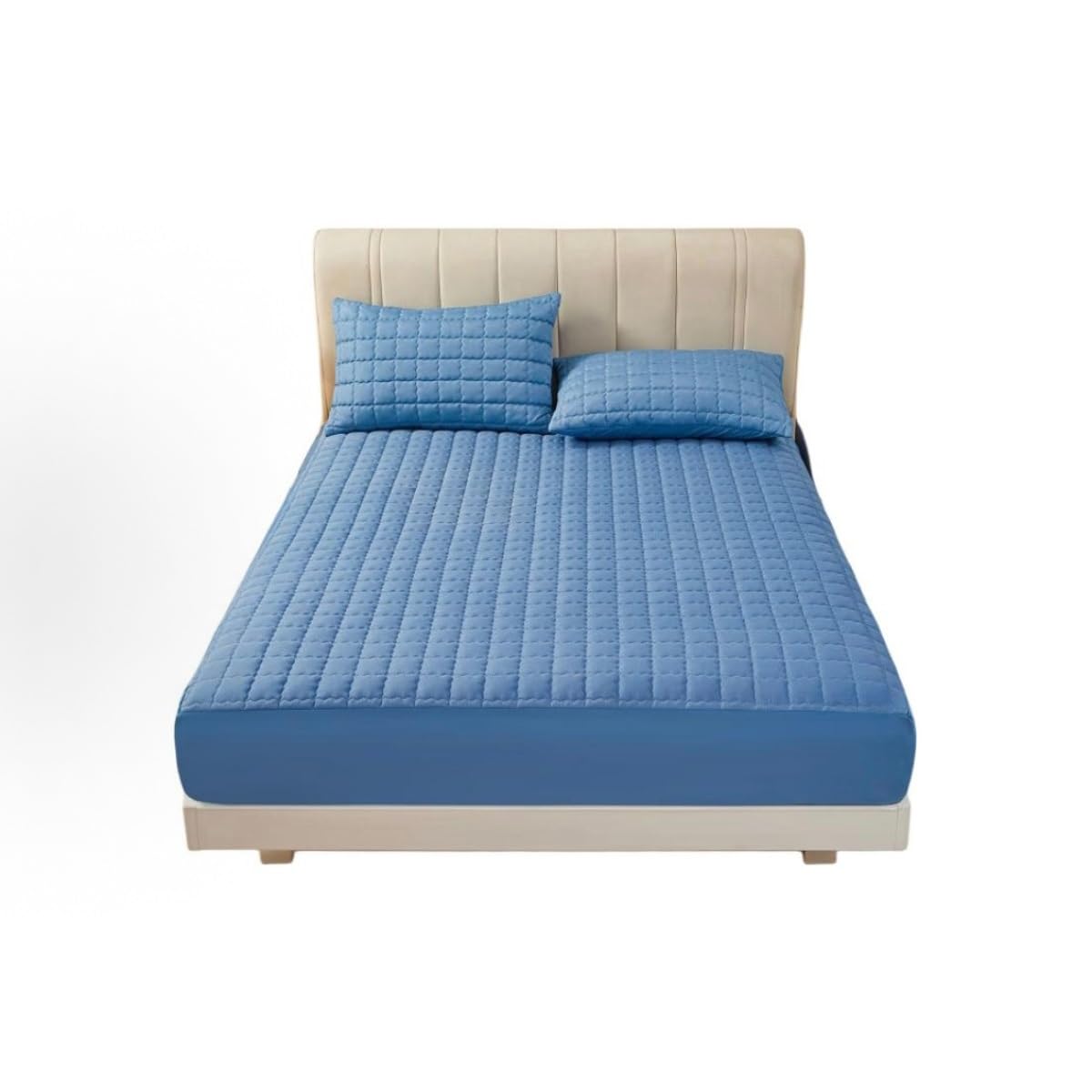 Single Plush Deep Pocket Crystal Velvet Fitted Sheet, Warm Winter Protector(Blue,150 * 200cm)