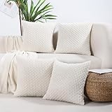 VAKADO Cushion Covers 45x45 Cream Decorative Decor Boho Corduroy Throw Pillow Covers Set of 4 Rustic Farmhouse Home Case Square for Couch Bed Sofa Living Room
