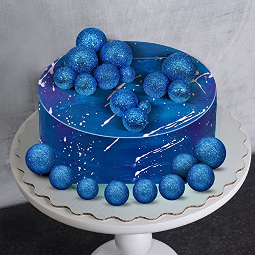 Tondiamo 108 Pcs Balls Cake Topper Balloons Cupcake Topper Diy Cake Insert Topper Foam Cake Balls Baking Decoration For Wedding Anniversary Birthday (Bright Blue, Gold,Multi Sizes) #TOP2