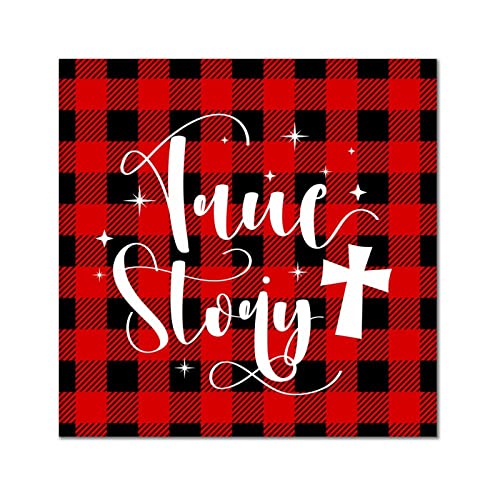 Plaque murale en bois Hello Winter True Story - Décoration maison 35,6x35,6 cm