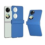Business Style Phone Wallet Case Compatible with Huawei P50 Pocket Case, Carbon Fiber Texture Bumper Hard Back Cover with Hinged Shock Absorber Protective Phone Case Compatible with Huawei P5