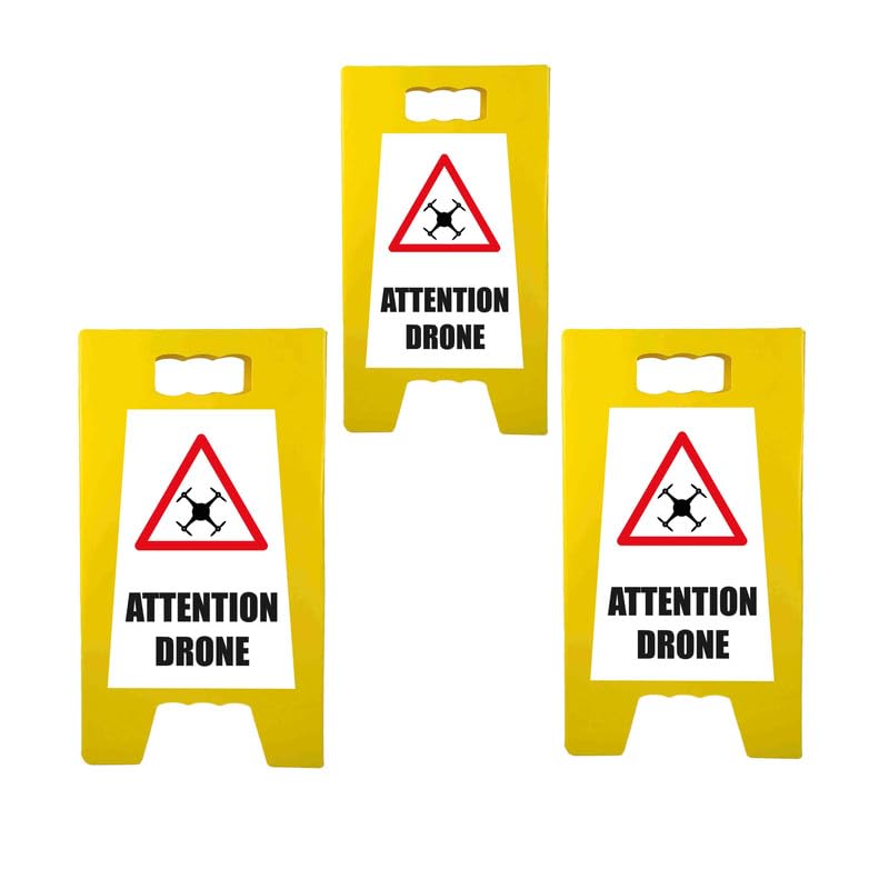 Cavalletto di segnalazione "DRONE" di dimensioni 55 x 31 cm, confezione da 3
