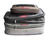 LeanTravel Compression Packing Cubes Luggage Organizers for Travel W/Double Zipper (3) Set (Grey-Black-Brown)