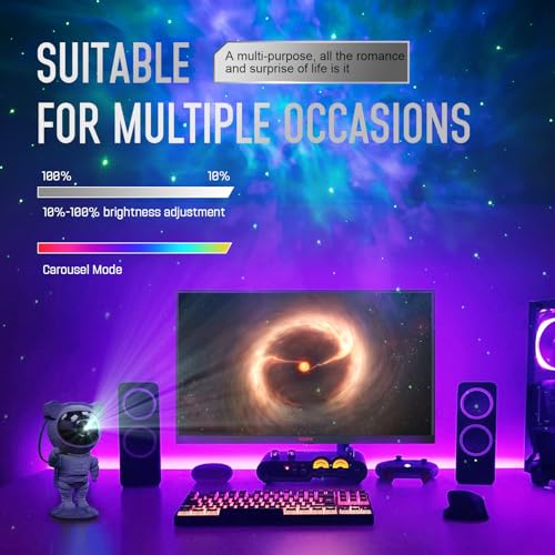 Image of Astronaut Galaxy Projector Night Light - Star Projector Galaxy Light with Nebula Effects & Timer, Astronaut Space Starry Celling Lamp for Bedroom Kids Room, for Chrismas, Birthday, etc