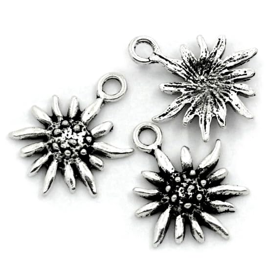 Edelweiss Flower 17mm Antiqued Silver Plated Pendants For Bracelets, Necklace, Earring Jewelry Making And Crafts