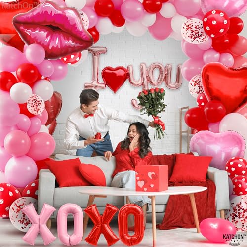 Image of Katchon, Huge Pride Balloon Arch Kit - 30 Inch, Pack Of 112 Including, Lip, I Love You, Xoxo Balloons For Pride Month Decorations