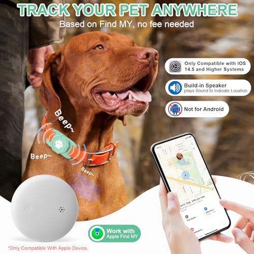Smart Pet Tracker for Collar - Dog Trackers Pet Location Tracker with Holder, No Monthly Fee, Compatible with Apple Airtag Find My (iOS Only, Not for Android), Anti-Lost Device for Pets, Bag Straps