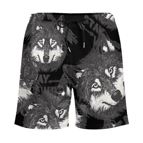 Stay Wild Wolf Adventure Men's Board Shorts Swimsuit Beach Pants Swimwear Bathing Suits4