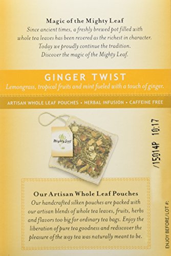 Mighty Leaf Tea Ginger Twist, Whole Leaf Pouches, 1.59 Ounces, 15 Count