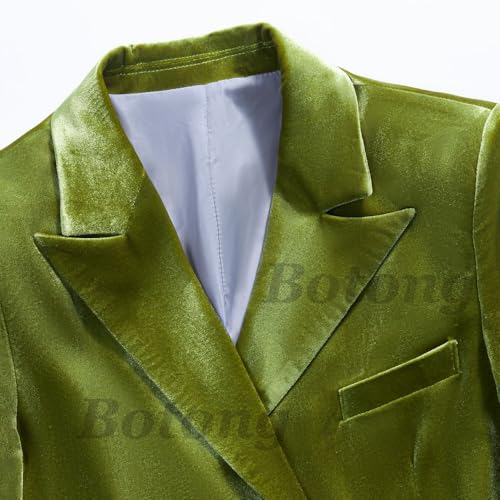 Velvet Suit for Women 2 PC Double Breasted Pants Suit Peak Lapel Formal Tuxedos Womens Business Outfit4