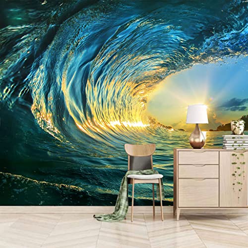 3D写真壁紙壁画 太陽の波 サイズ:350 x 256cm 壁の装飾リビングルームの寝室の壁紙の壁の壁画の壁紙テレビのソファの背景家の装飾壁画