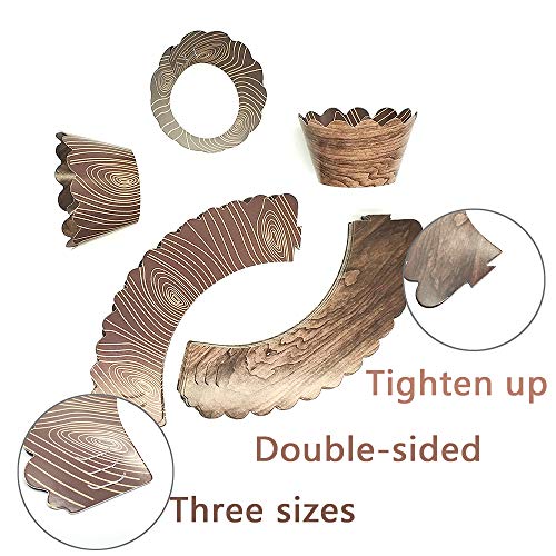 Woodland Cupcake Wrappers,50Pcs Wood Grain Cupcake Wrappers For Rustic Weddings,Wild Animals Baby Shower Decorations,Rustic Woodsy Wedding,Lumberjack Theme Birthday Decor #TOP3