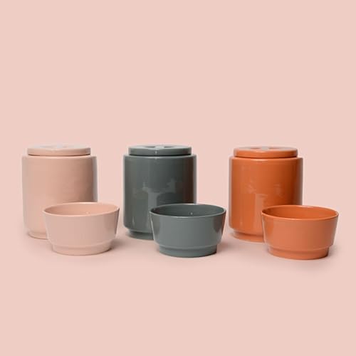 Miniatura 4 de Waggo Cuenco de cerámica pesada brillante para perros, comida y agua para perros, plato de cerámica para perros (grande, rosa)