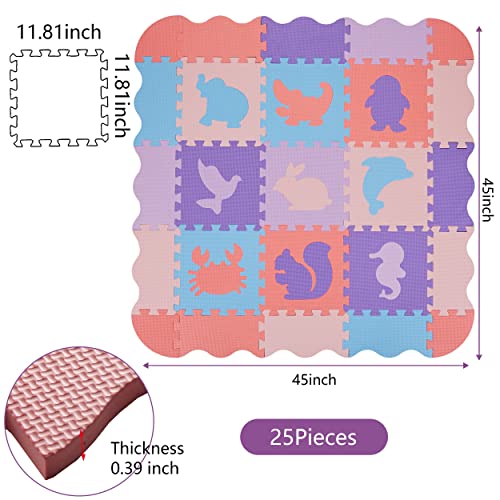 Baby Play Mat, Play 10 Foam Mats For Floor Baby, Puzzle Mats For Floor, 45×45 Cute Animal Patterns 25 Pieces #TOP6