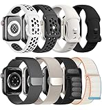 8 Pack Compatible with Apple Watch Ultra 2 Band 49mm 46mm 45mm 44mm Men Women,Breathable Silicone+Milanese Loop+Sport Band+Sport Loop for iWatch Ultra2/Ultra Series 10 46 mm/9/8/7/6/SE/5/4/3