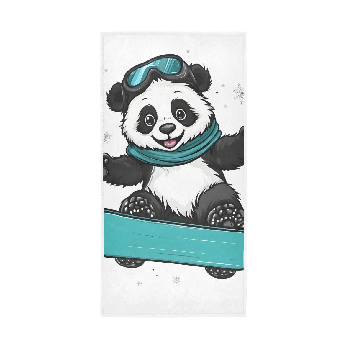 LSRCPD Panda Snowboarding Cute Hand Towel Soft Washcloths Spa Towels 15 x 30 Inch