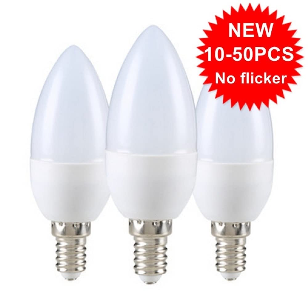 1fortunate Lights 5 0pcs AC220V-240V Bombilla led E14 E27 LED Lámpara Interior Caliente frío Blanco Claro 7W LED Chandelier de la decoración del hogar del Bulbo de la Vela