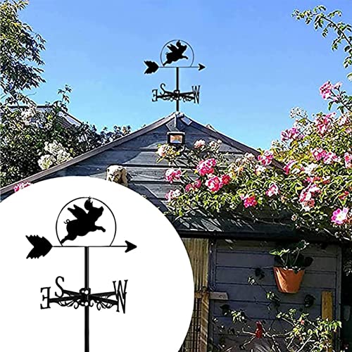 Weather Vane For Roofs，Weather Vanes For Yard Large，Weathervane For Fence，For Outdoor Sheds Iron Yard Roof Barns Cupolas Decoration-Flying Pig Weather Vane Garden Wind Vane #TOP4