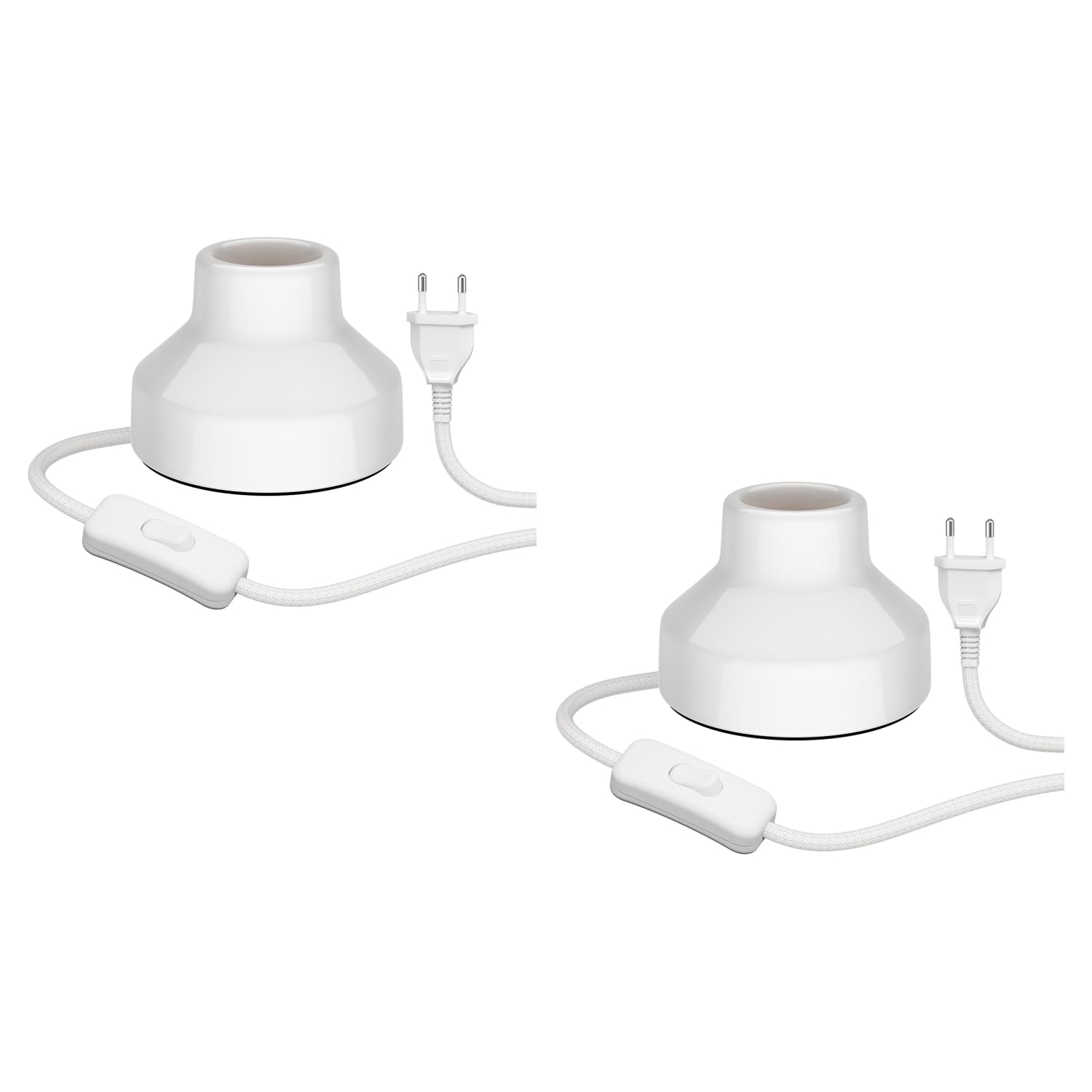 ledscom.de 2x lampada da tavolo TIX, interruttore, porcellana, bianco, 1x E27 max. 300W