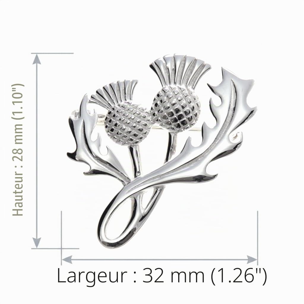 Alexander Castle Broche Chardon Écossais en Argent Sterling 925 pour Femme - Cadeau Écossais pour Femme, avec Coffret Cadeau Bijoux
