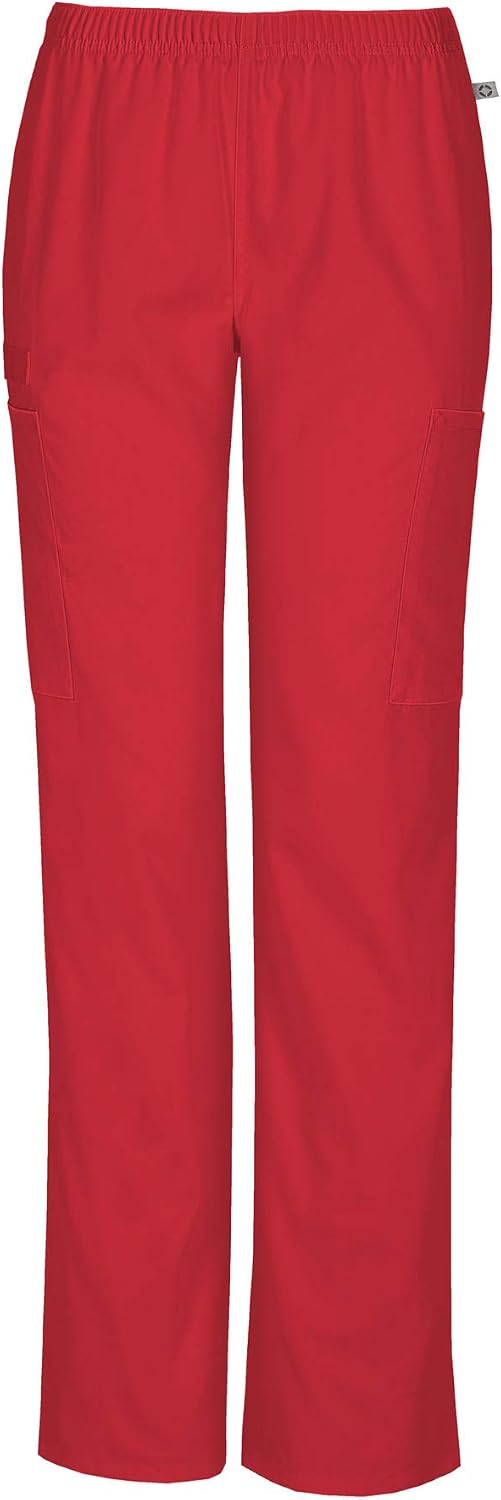 Cherokee Women's Mid Rise Straight Leg Elastic Waist Pant
