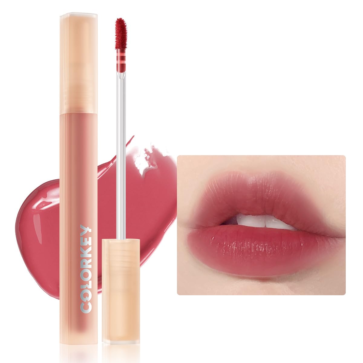 COLORKEY Soft Matte Water Lip Tint, Matte Finishs, Long-Lasting, Moist Fit Without Stickiness, Moisturized, Waterproof, Liquid Lipstick, Nude lip