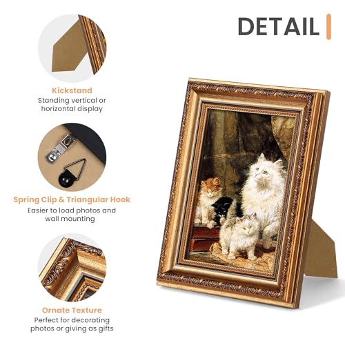 Image of upsimples Vintage 5x7 Picture Frame, Antique Bronze and Black Frames 2 Pack