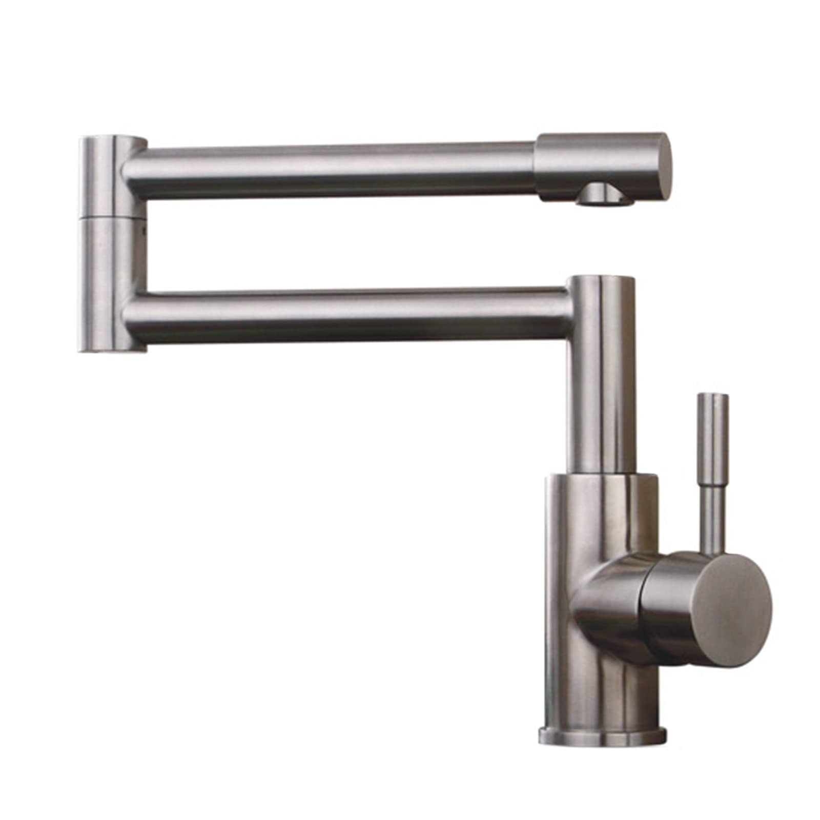 Lmysxaoz Deck Mount Pot Filler Faucet, 304 Stainless Steel Single Handle Double Joints Kitchen 360° Rotating Retractable Commercial Sink Brushed Nickel