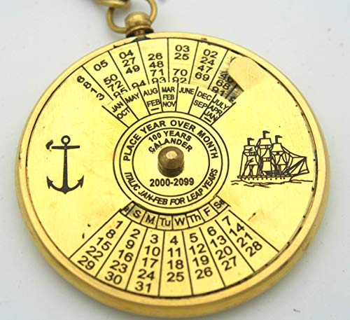 Vintage brass 100 years calendar key ring perpetual calendar, With royal navy engraving, Fathers day gift,Father's Day gift Collectible, nautical, antique, gift to any