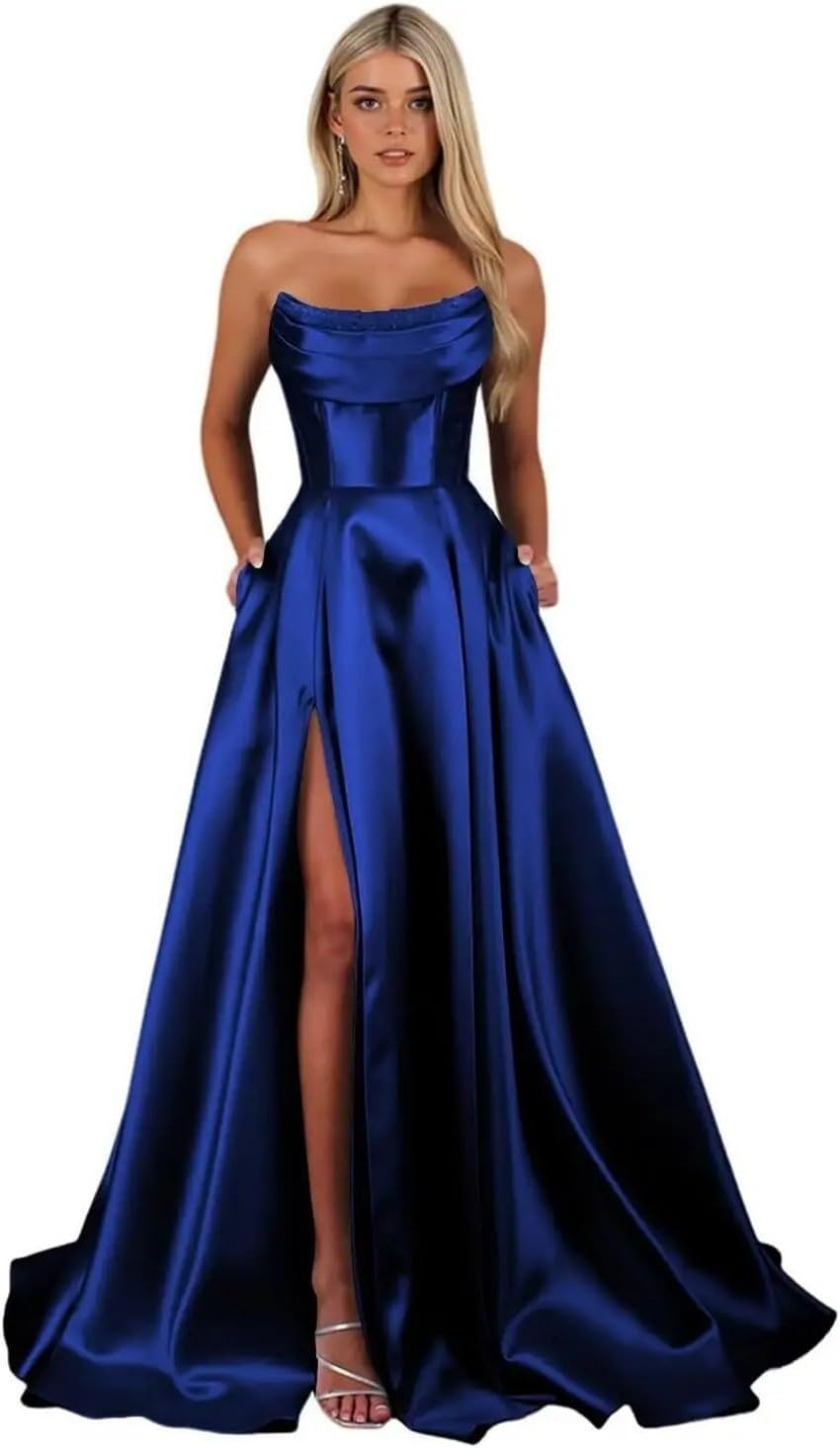 Vestido de satén para dama de honor, boda, fiesta de graduación | Satén, vestido de fiesta, vestidos de dama de honor