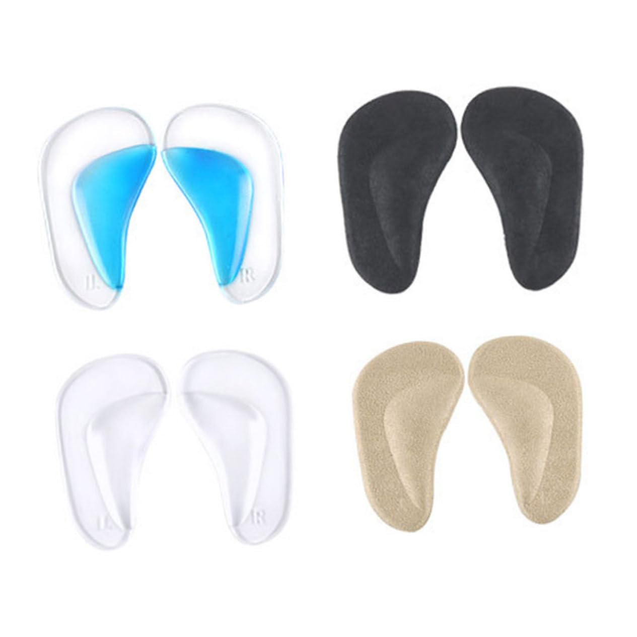 Ipetboom 4 Pairs Arch Support Insoles for Women Men Gel Foot Pads for Inserts for Shoe Insoles