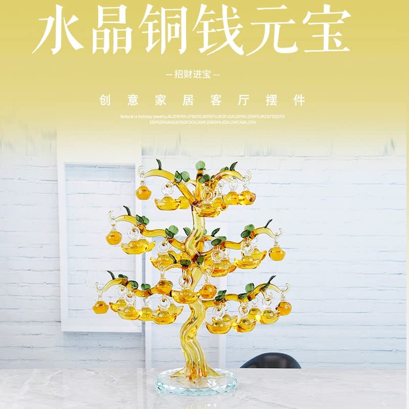 Crystal Glass Ingots Tree with Copper Coin Fengshui Craft Home Decor Figurines Christmas Gift Souvenirs Decor (Color : Ingots, Size : 8 Hangs)