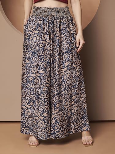 Image of KZULLY | Palazzo for Women | Solid & Printed | Stylish Wide-Leg | Comfortable Elastic Waist Bottomwear