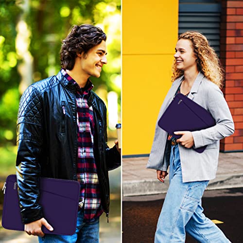 Image of 15.6 inch Laptop Sleeve, Durable Carrying Bag Protective Case Briefcase Handbag with Front Pocket, Slim Computer Cover for 15-16 Inch HP, Dell, Lenovo, Asus, Notebook, Purple