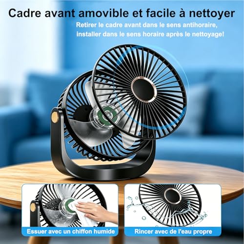 Ventilateur de bureau réglable à 360° pour éliminer la chaleur - 8