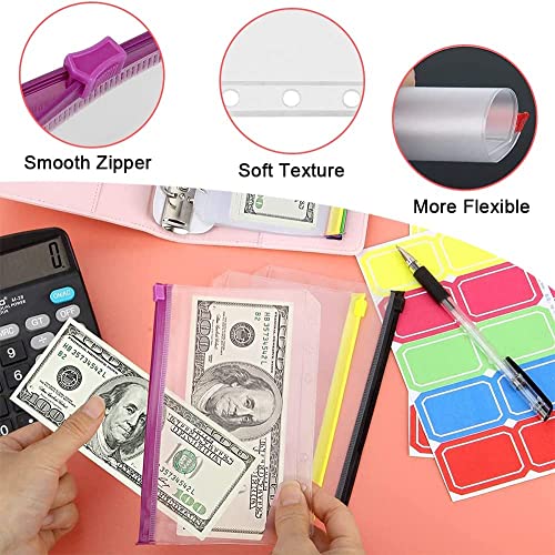 Binder Pockets, Fome 15Pcs A6 6-Hole Zipper Binder Pockets Waterproof Pvc Cash Budget Envelopes Loose Leaf Bag For 6 Ring Refillable Binder Notebook Planner #TOP3