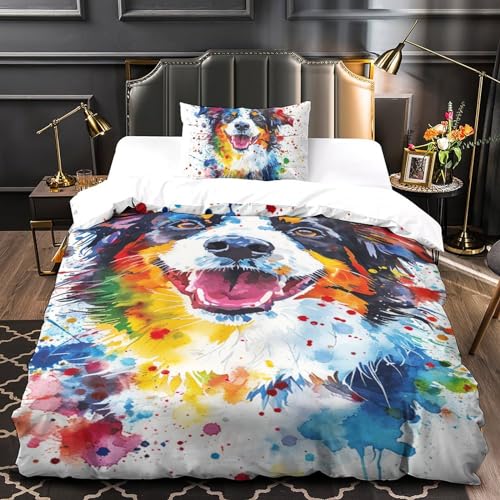 Ensemble de literie 2pcs imprimé chien Bouvier Bernois microfibre premium