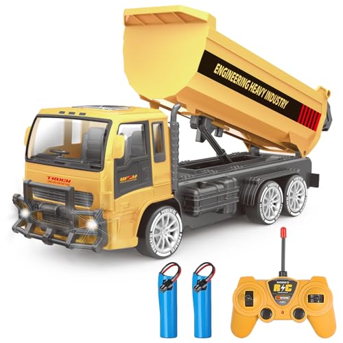 Jiakora Remote Control Dump Truck for Kids, 2.4GHz RC Construction Vehicle with LED Lights...
