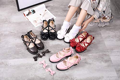 Amazon.co.jp: ロリィタ靴 トリプルリボンパンプス マットカラー